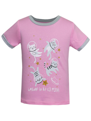 Пижама-футболка с кошками - Размер 146 - Цвет розовый - Картинка #2