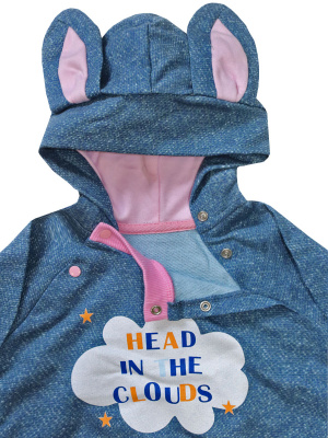 Джемпер "Облачный зайчик" с капюшоном дл я девочек - Размер 68 - Цвет темно-синий - Картинка #4